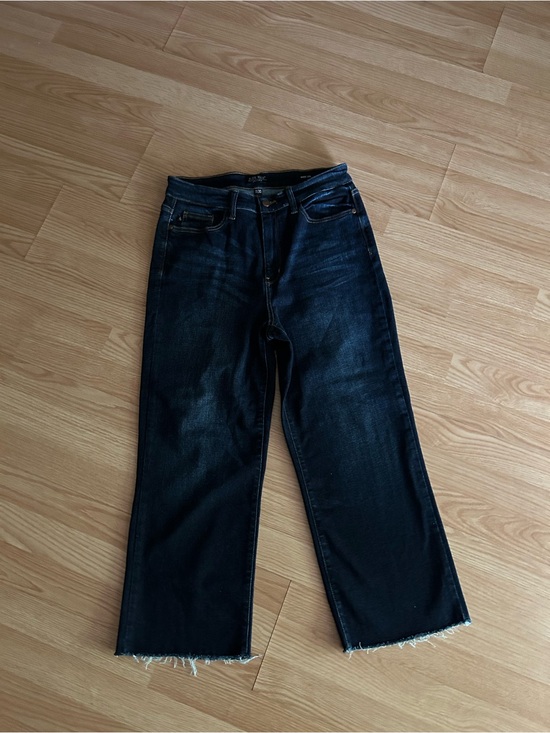 Judy Blue Denim - Judy Blue Dark Wash Wide Leg Raw Hem Jeans Size 11/30